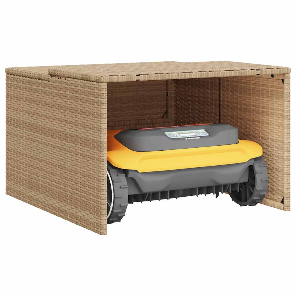 Robot Mower Garage Beige 86x90x52/57 cm Poly Rattan