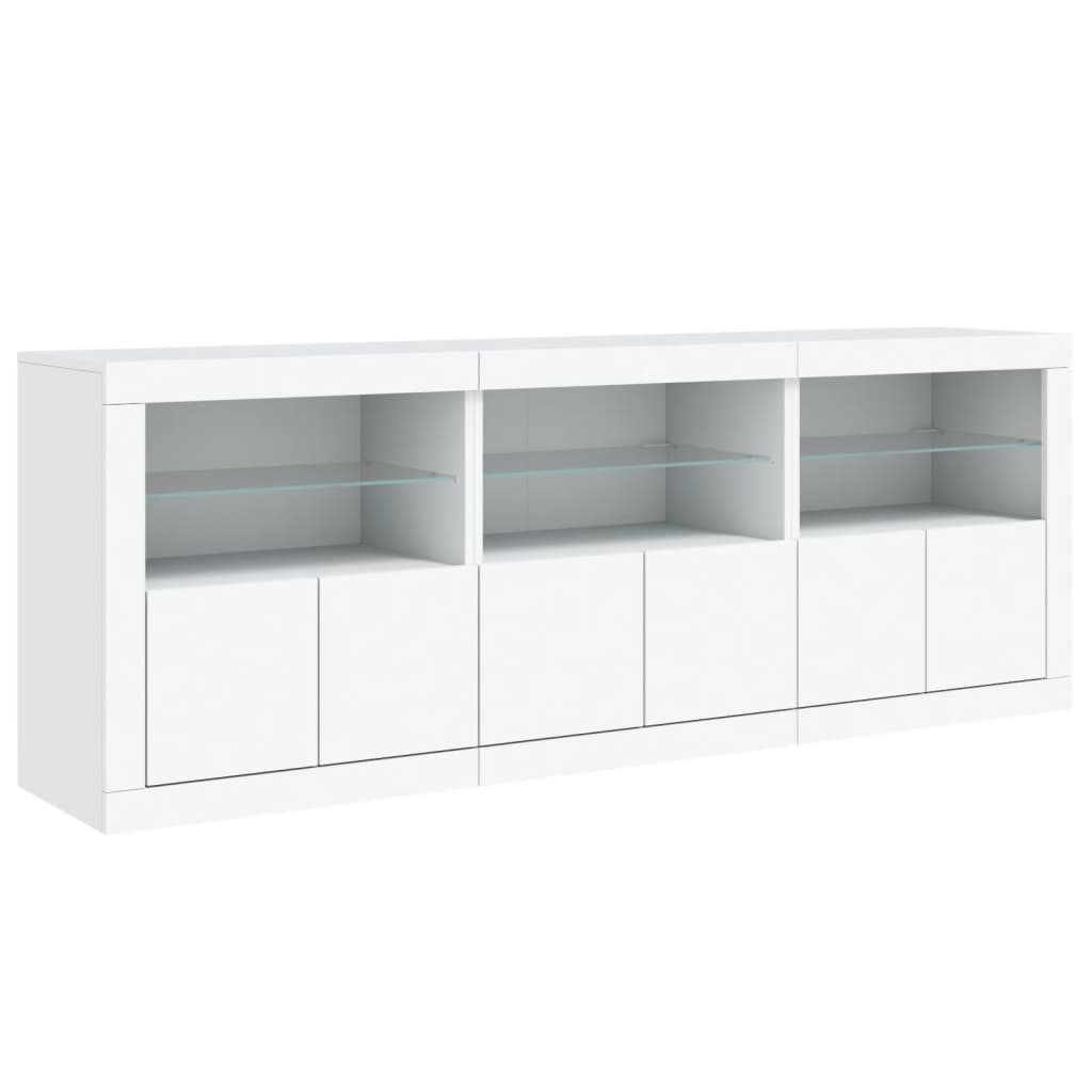 Sideboard with LED Lights White 181.5x37x67 cm