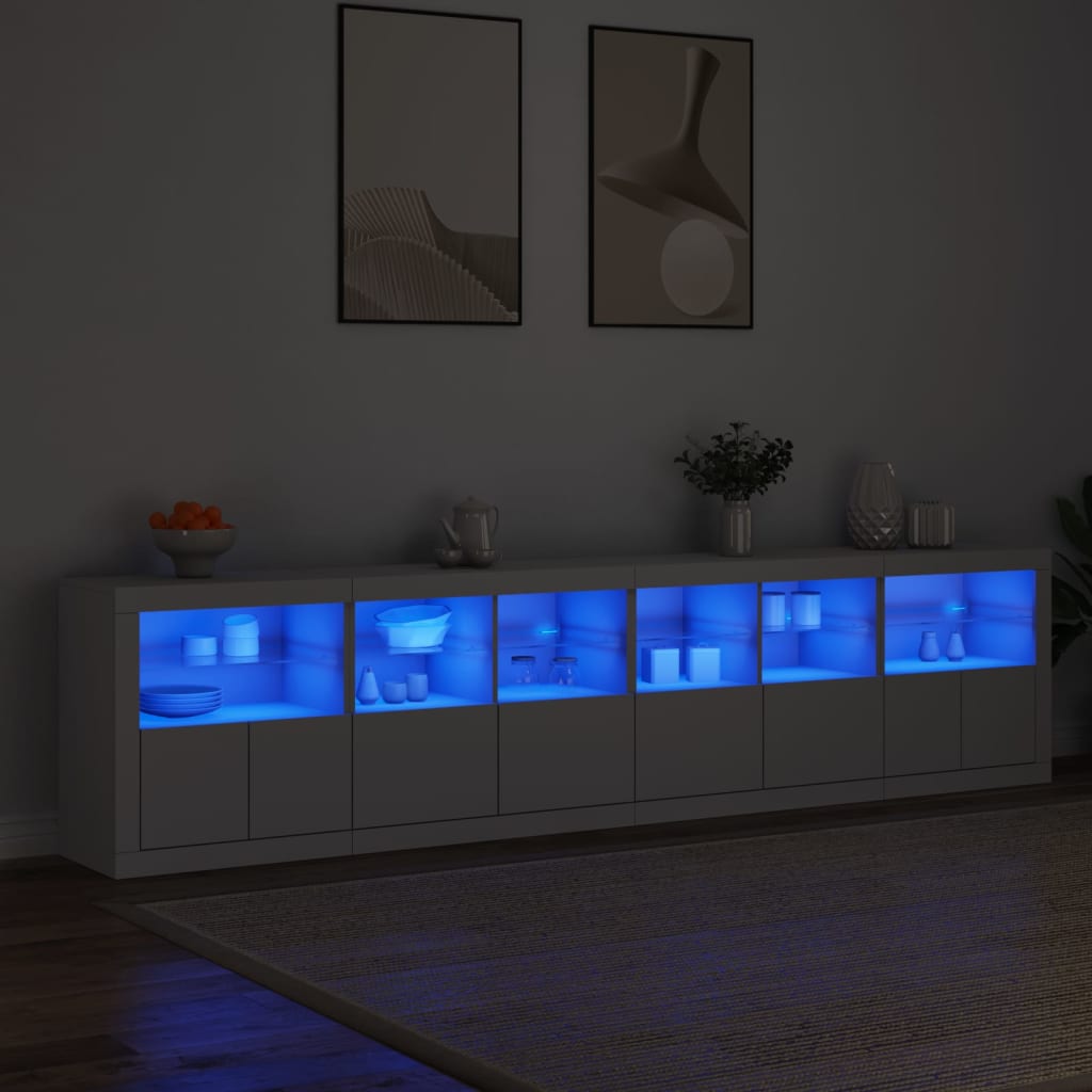 Sideboard with LED Lights White 283x37x67 cm