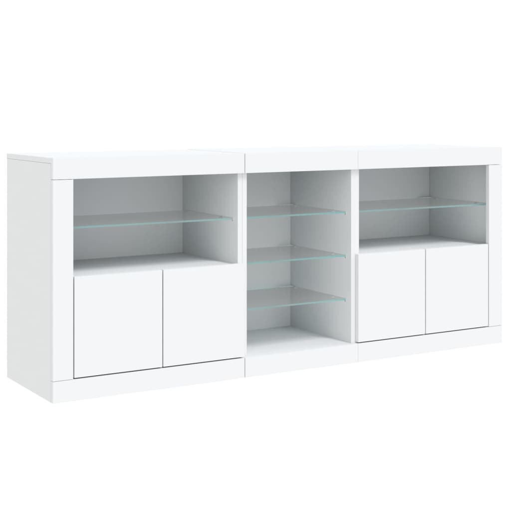 Sideboard with LED Lights White 162x37x67 cm