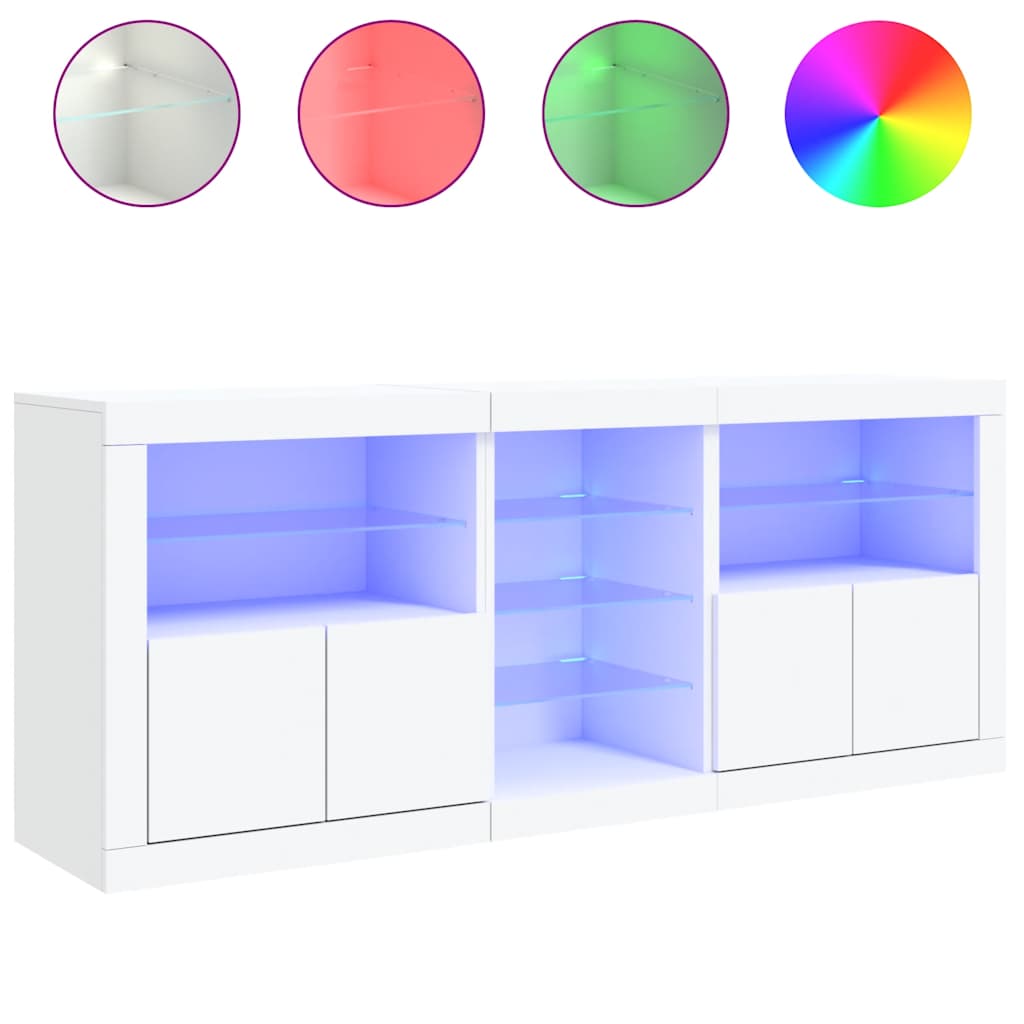 Sideboard with LED Lights White 181.5x37x67 cm