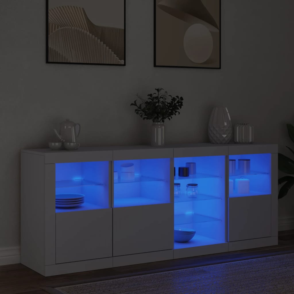 Sideboard with LED Lights White 164x37x67 cm