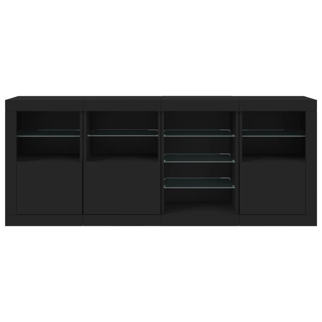 Sideboard with LED Lights Black 164x37x67 cm