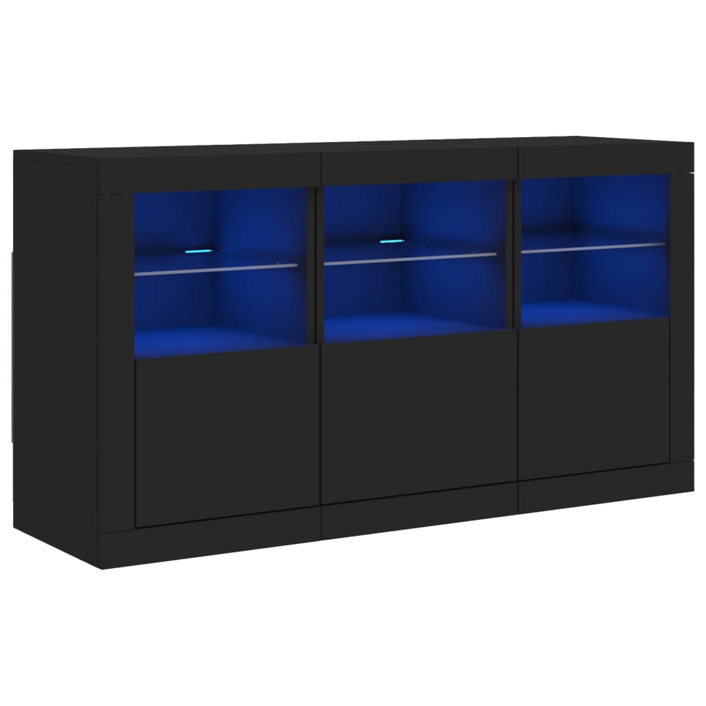 Sideboard with LED Lights Black 123x37x67 cm