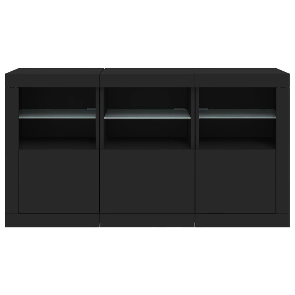 Sideboard with LED Lights Black 123x37x67 cm
