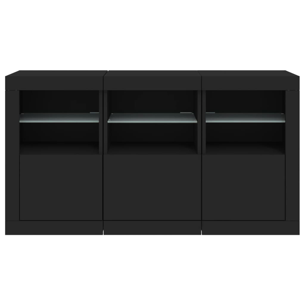 Sideboard with LED Lights Black 123x37x67 cm