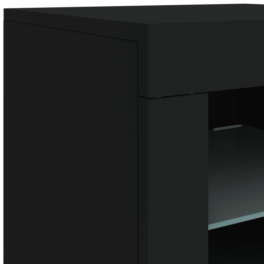 Sideboard with LED Lights Black 123x37x67 cm