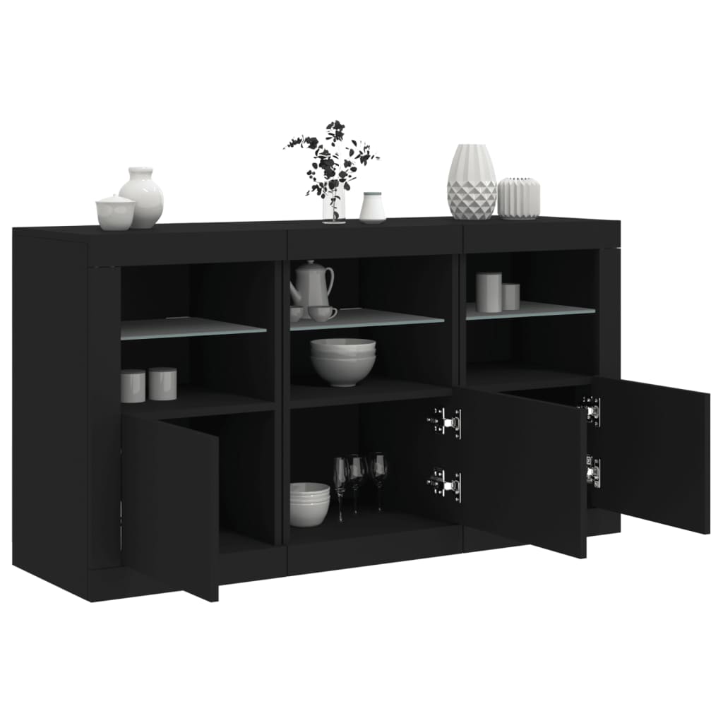 Sideboard with LED Lights Black 123x37x67 cm