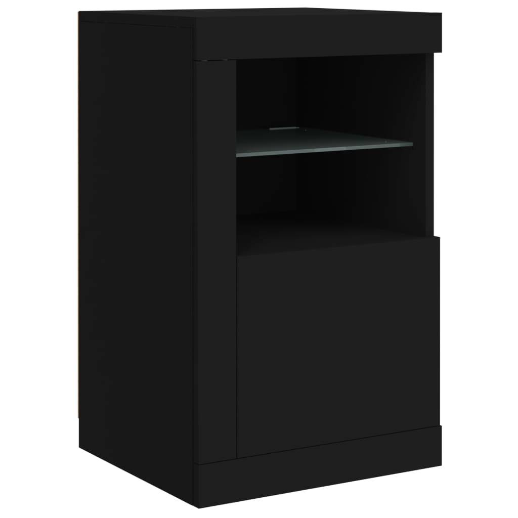 Sideboard with LED Lights Black 142.5x37x67 cm