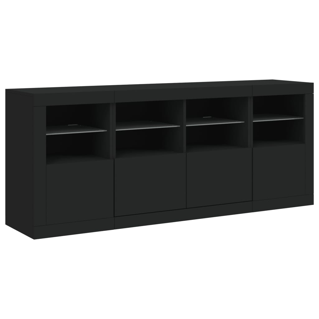 Sideboard with LED Lights Black 163x37x67 cm