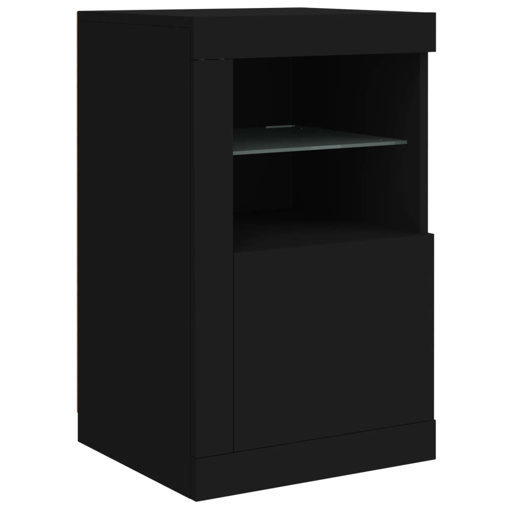 Sideboard with LED Lights Black 163x37x67 cm