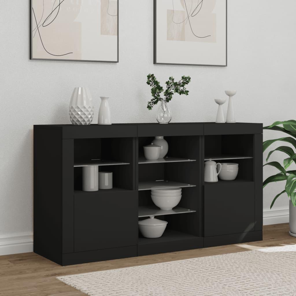 Sideboard with LED Lights Black 123x37x67 cm