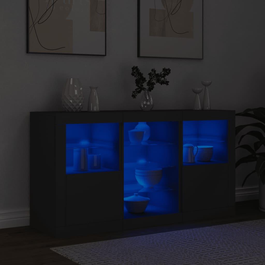 Sideboard with LED Lights Black 123x37x67 cm