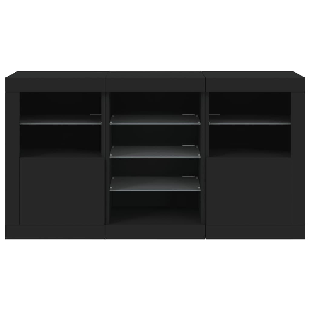 Sideboard with LED Lights Black 123x37x67 cm