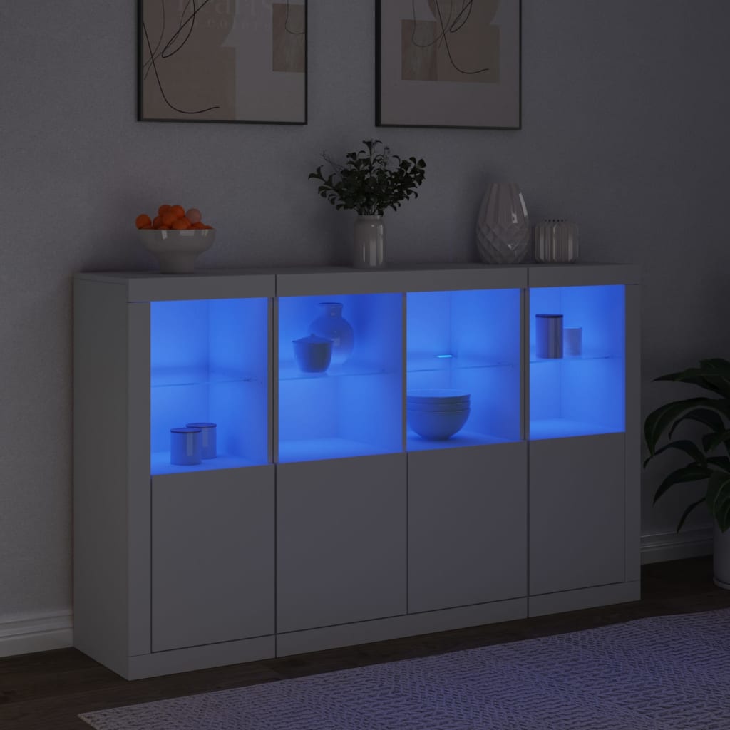 Sideboards with LED Lights 3 pcs White Engineered Wood