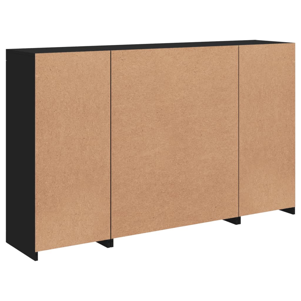 Sideboards with LED Lights 3 pcs Black Engineered Wood