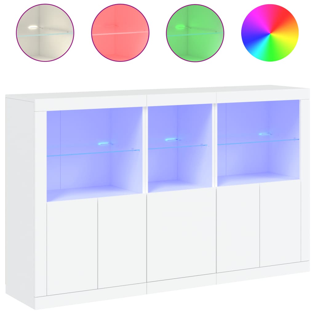 Sideboard with LED Lights White 162x37x100 cm