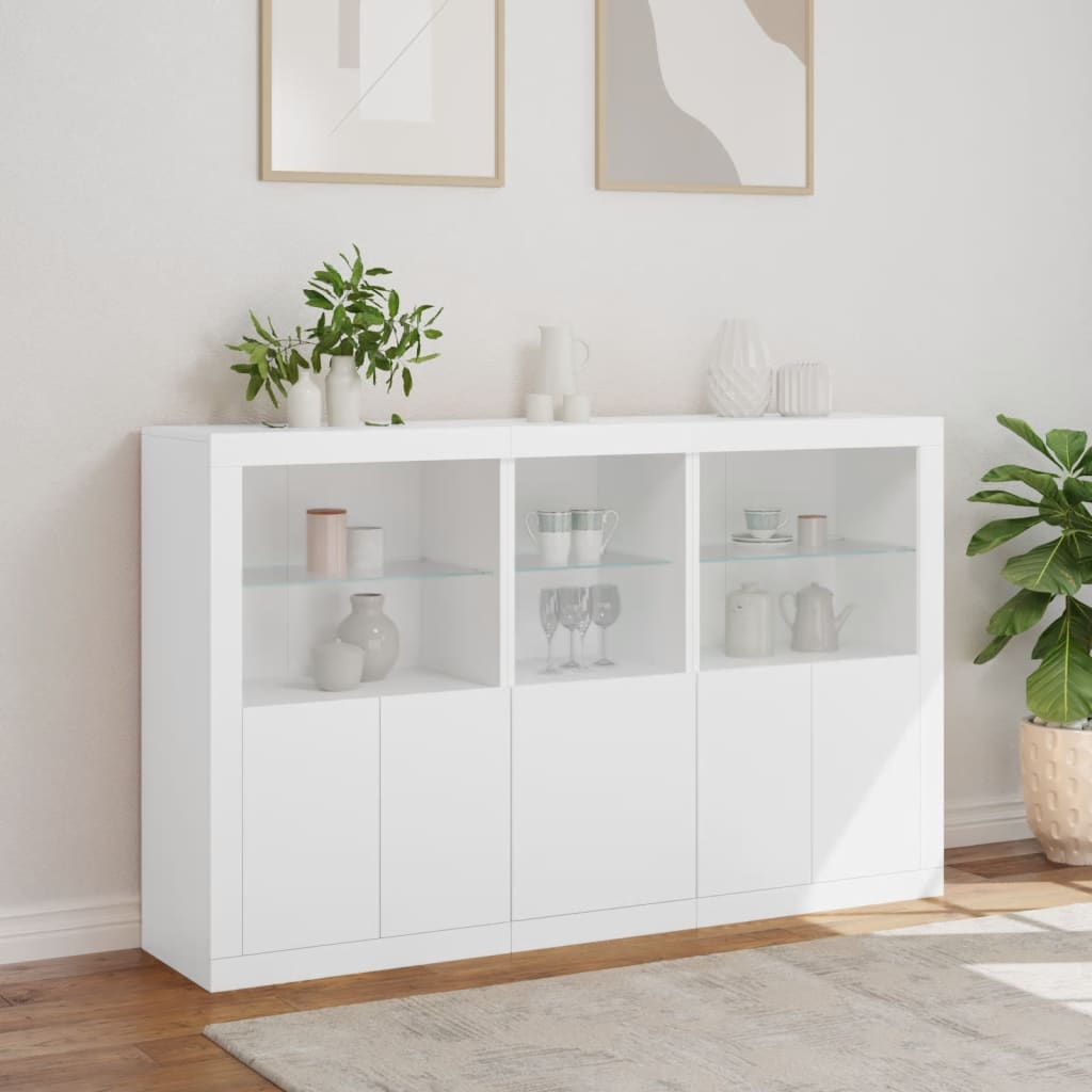 Sideboard with LED Lights White 162x37x100 cm