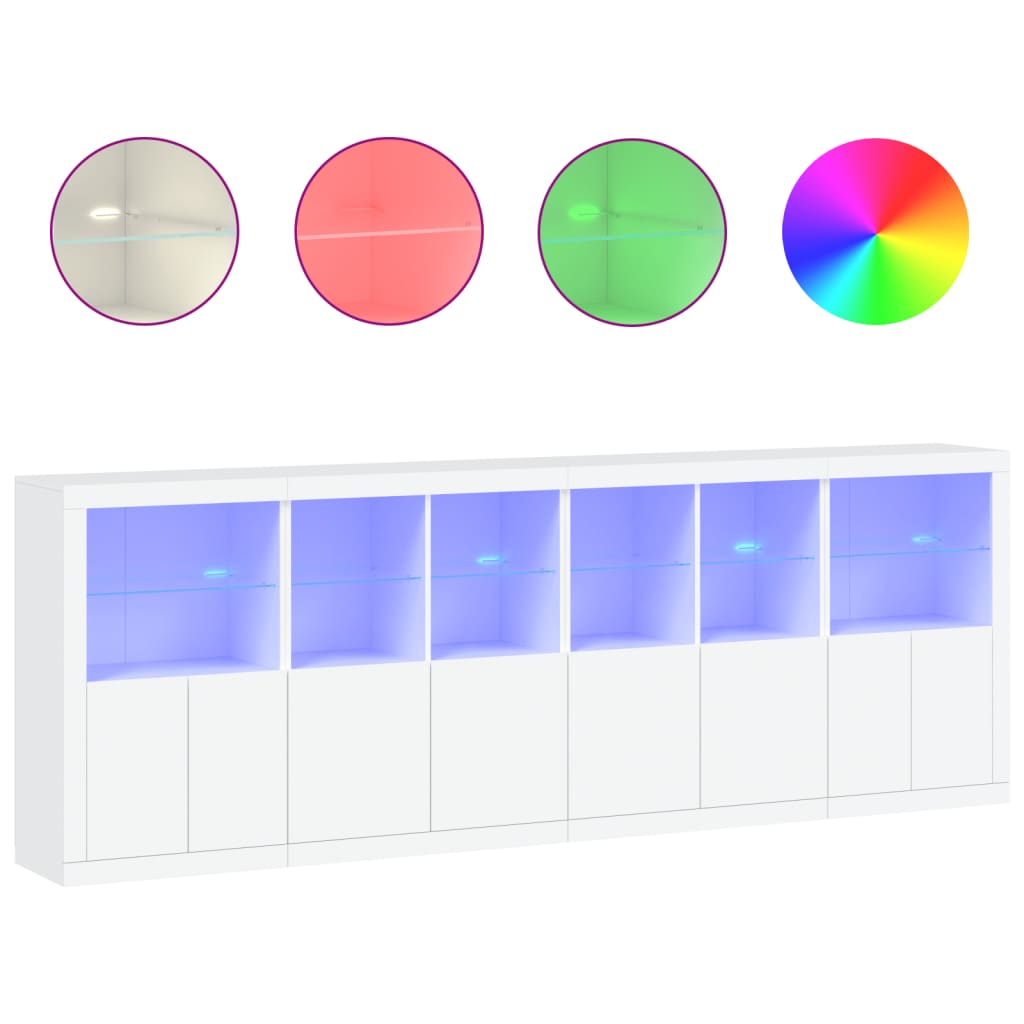 Sideboard with LED Lights White 283x37x100 cm