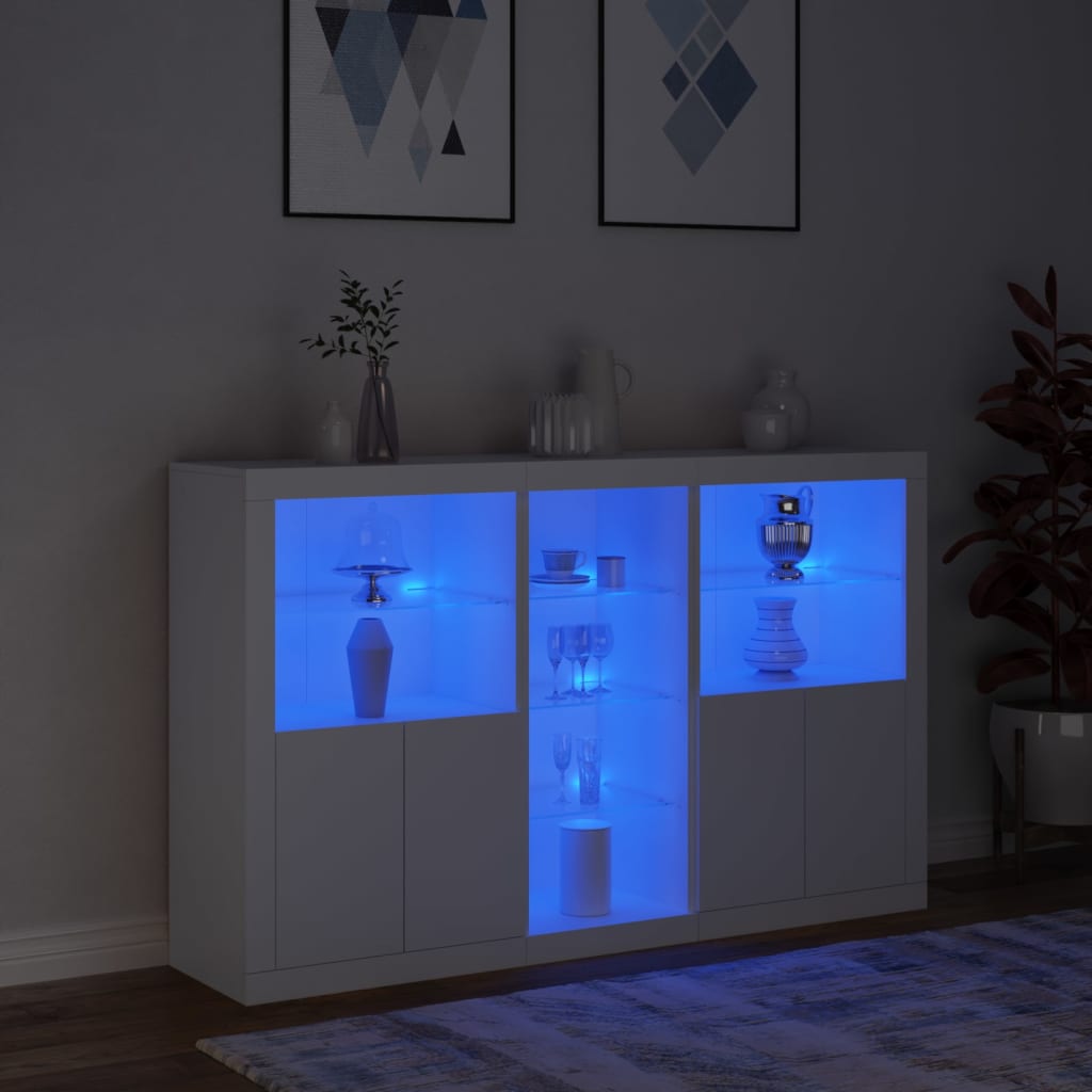 Sideboard with LED Lights White 162x37x100 cm