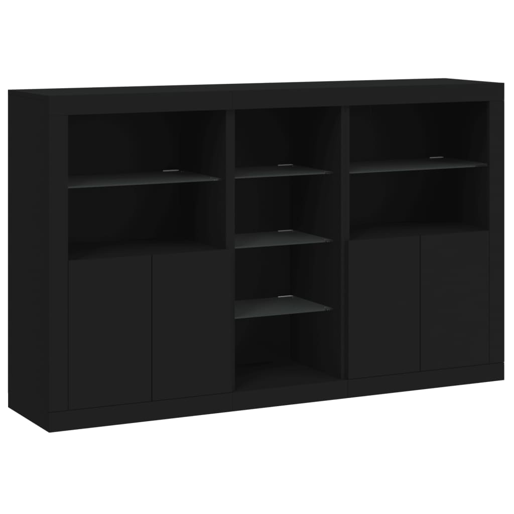 Sideboard with LED Lights Black 162x37x100 cm