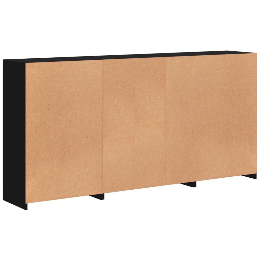 Sideboard with LED Lights Black 202x37x100 cm