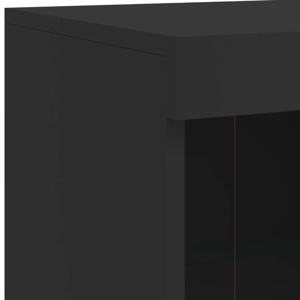 Sideboard with LED Lights Black 202x37x100 cm