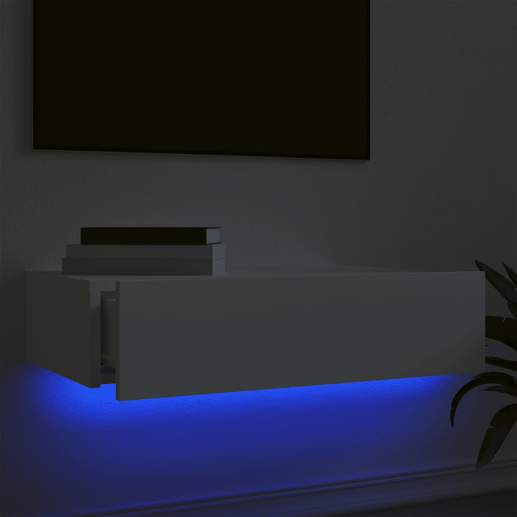 TV Cabinet with LED Lights White 60x35x15.5 cm