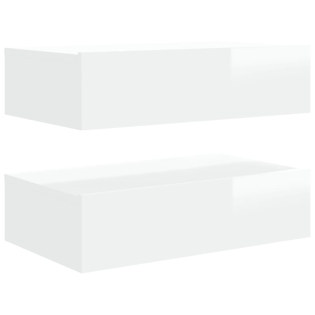 TV Cabinets with LED Lights 2 pcs High Gloss White 60x35x15.5 cm