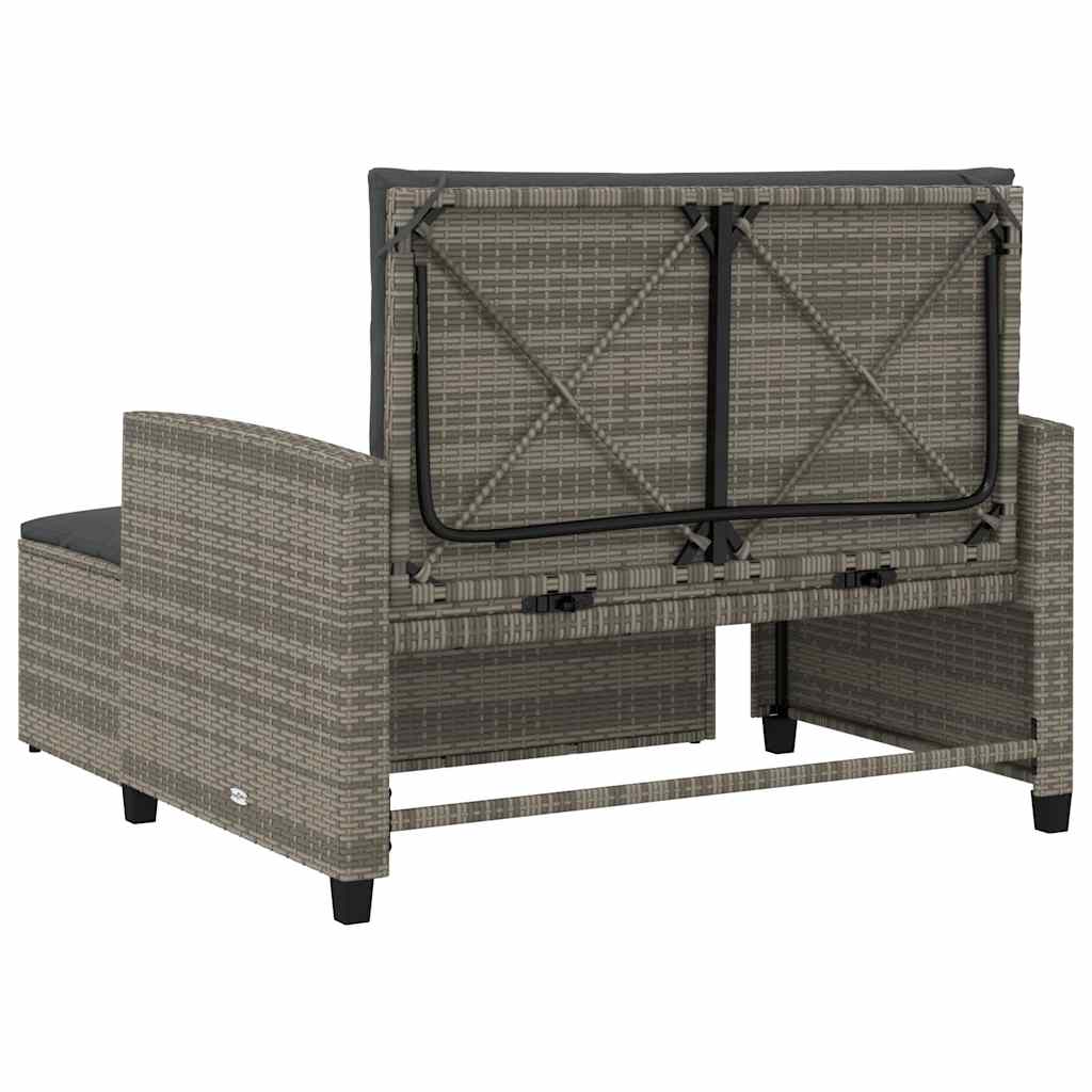 Garden Sofa with Cushions 2-Seater Grey Poly Rattan