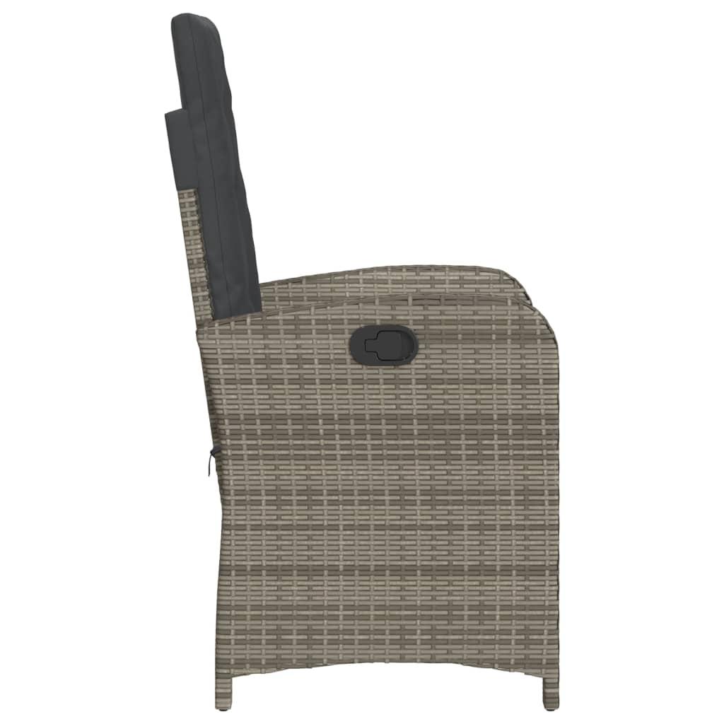 Reclining Garden Chair with Cushions Grey Poly Rattan