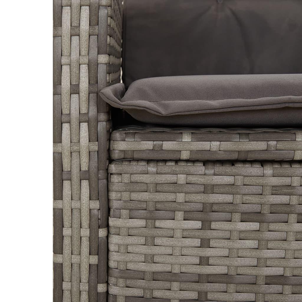 Reclining Garden Chair with Cushions Grey Poly Rattan