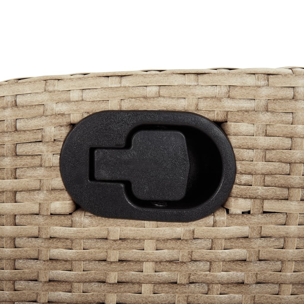 Reclining Garden Chair with Cushions Beige Poly Rattan