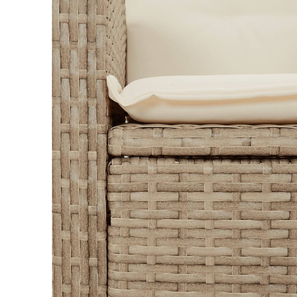 Reclining Garden Chair with Cushions Beige Poly Rattan