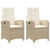 Reclining Garden Chairs 2 pcs with Cushions Beige Poly Rattan