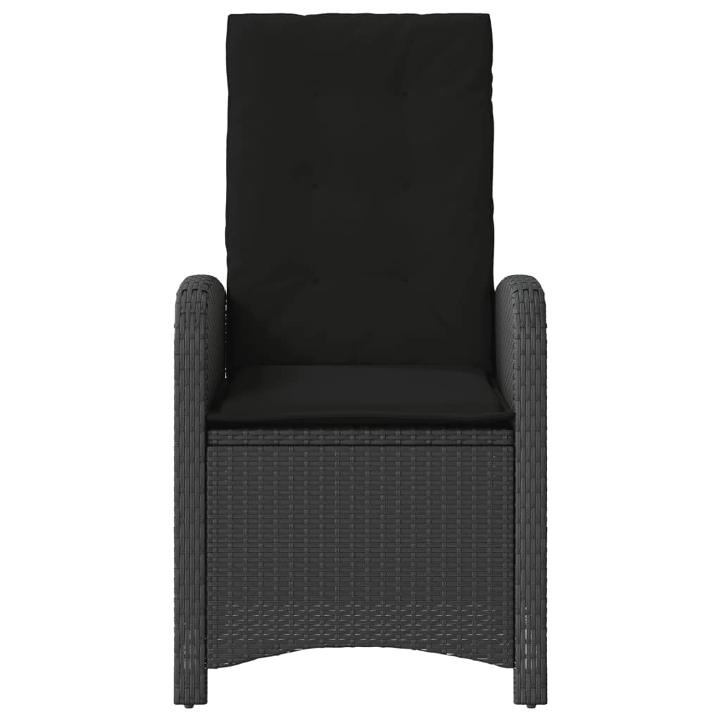 3 Piece Bistro Set with Cushions Black Poly Rattan