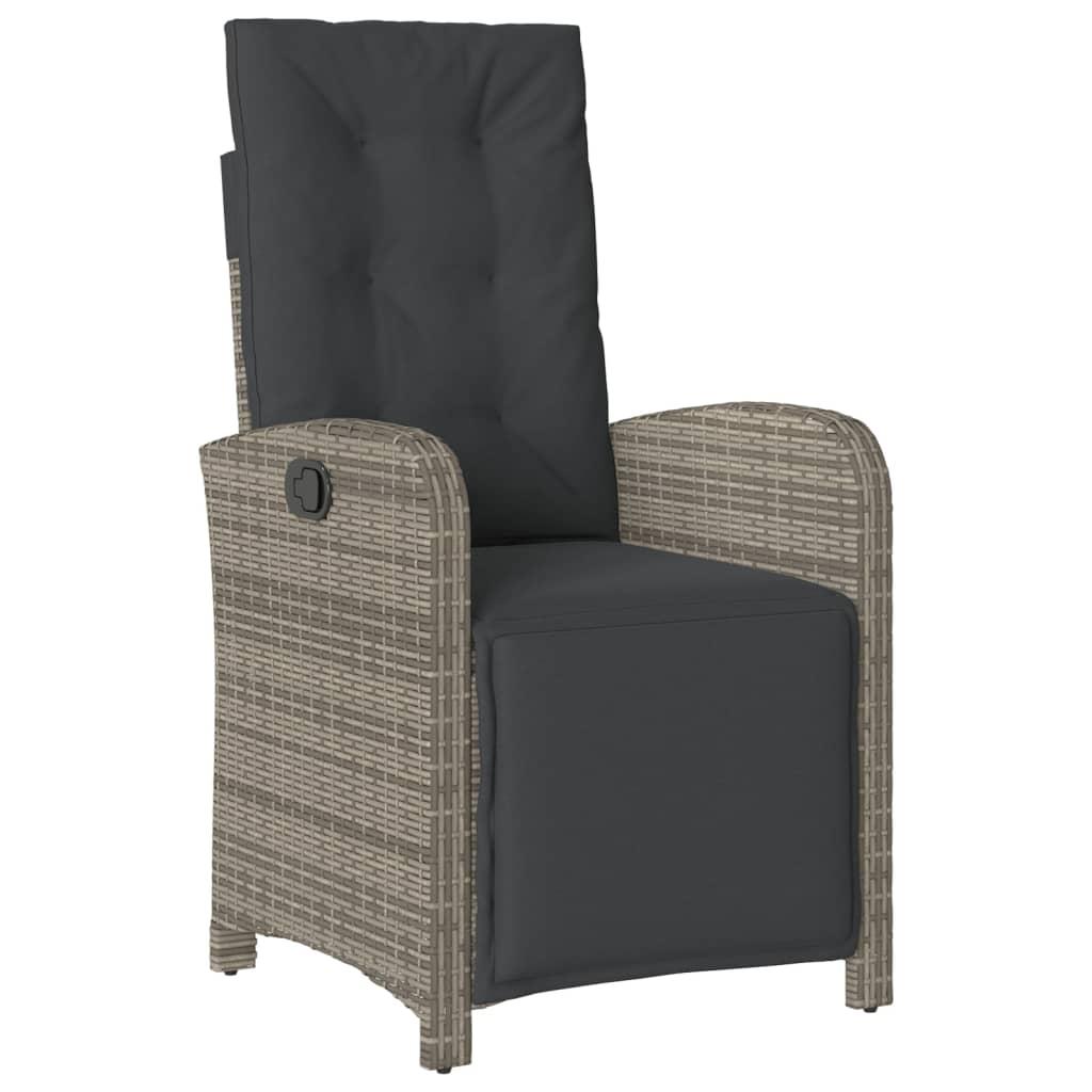 Reclining Garden Chairs 2 pcs with Footrest Grey Poly Rattan