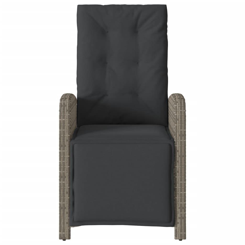 Reclining Garden Chairs 2 pcs with Footrest Grey Poly Rattan