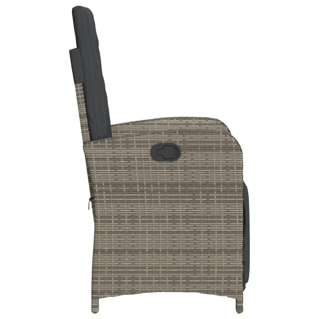 Reclining Garden Chairs 2 pcs with Footrest Grey Poly Rattan