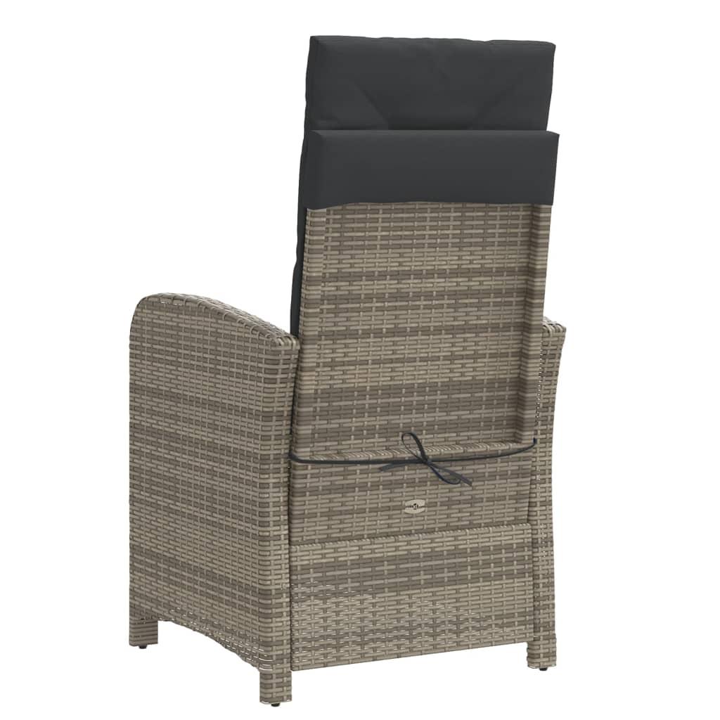 Reclining Garden Chairs 2 pcs with Footrest Grey Poly Rattan