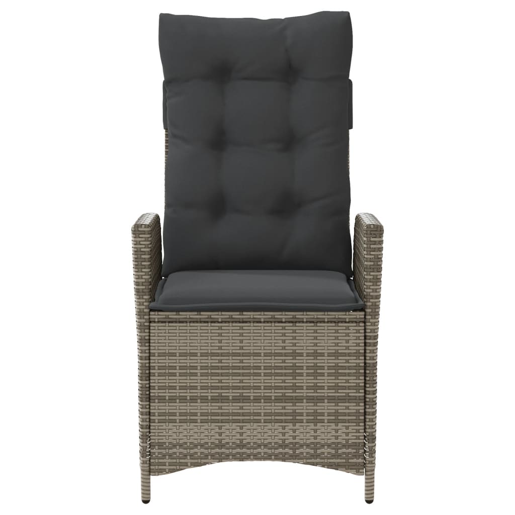 Reclining Garden Chair with Cushions Grey Poly Rattan