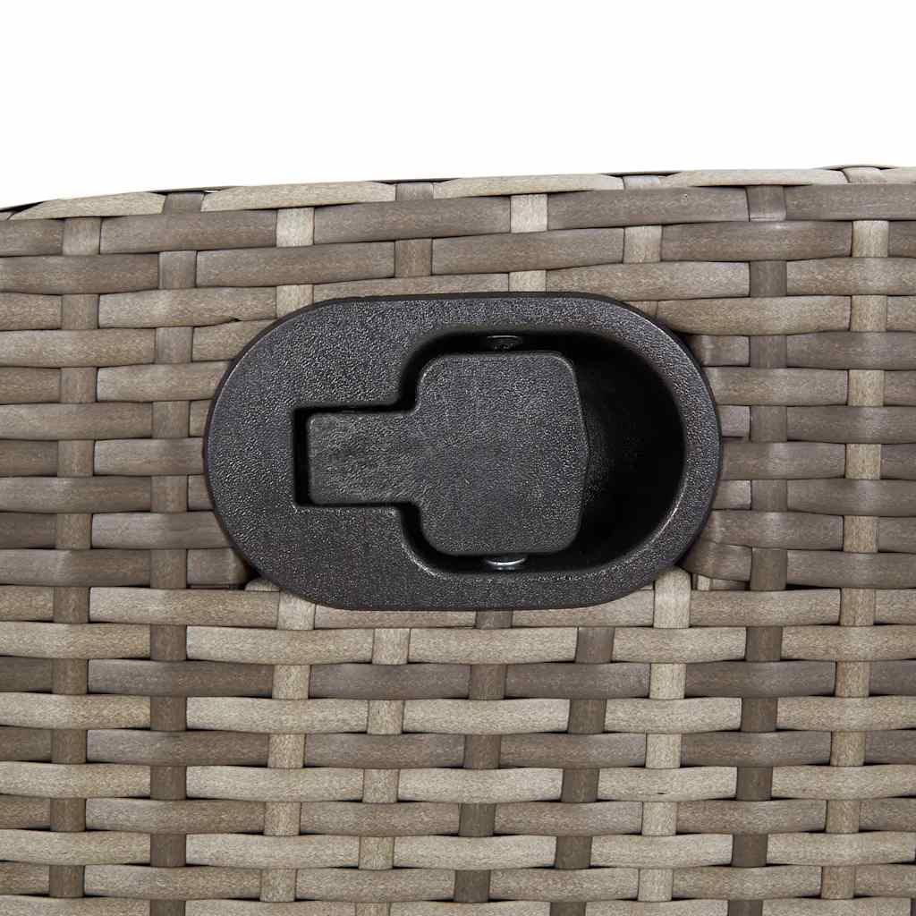 Reclining Garden Chair with Cushions Grey Poly Rattan