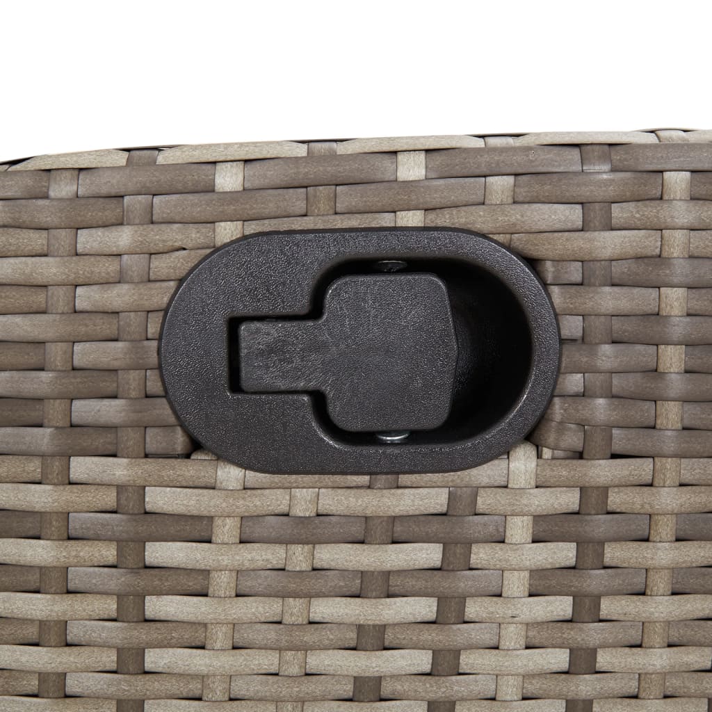 3 Piece Bistro Set with Cushions Grey Poly Rattan
