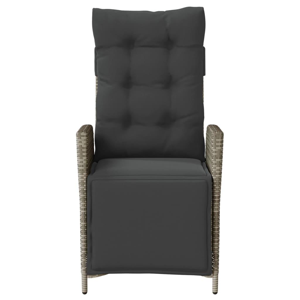 Reclining Garden Chair with Footrest Grey Poly Rattan