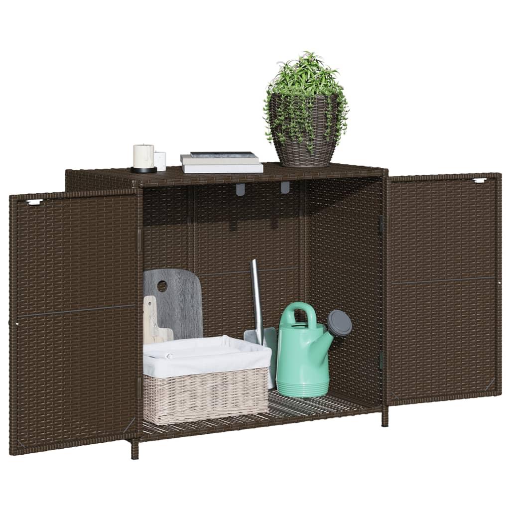 Garden Storage Cabinet Brown 83x45x76 cm Poly Rattan