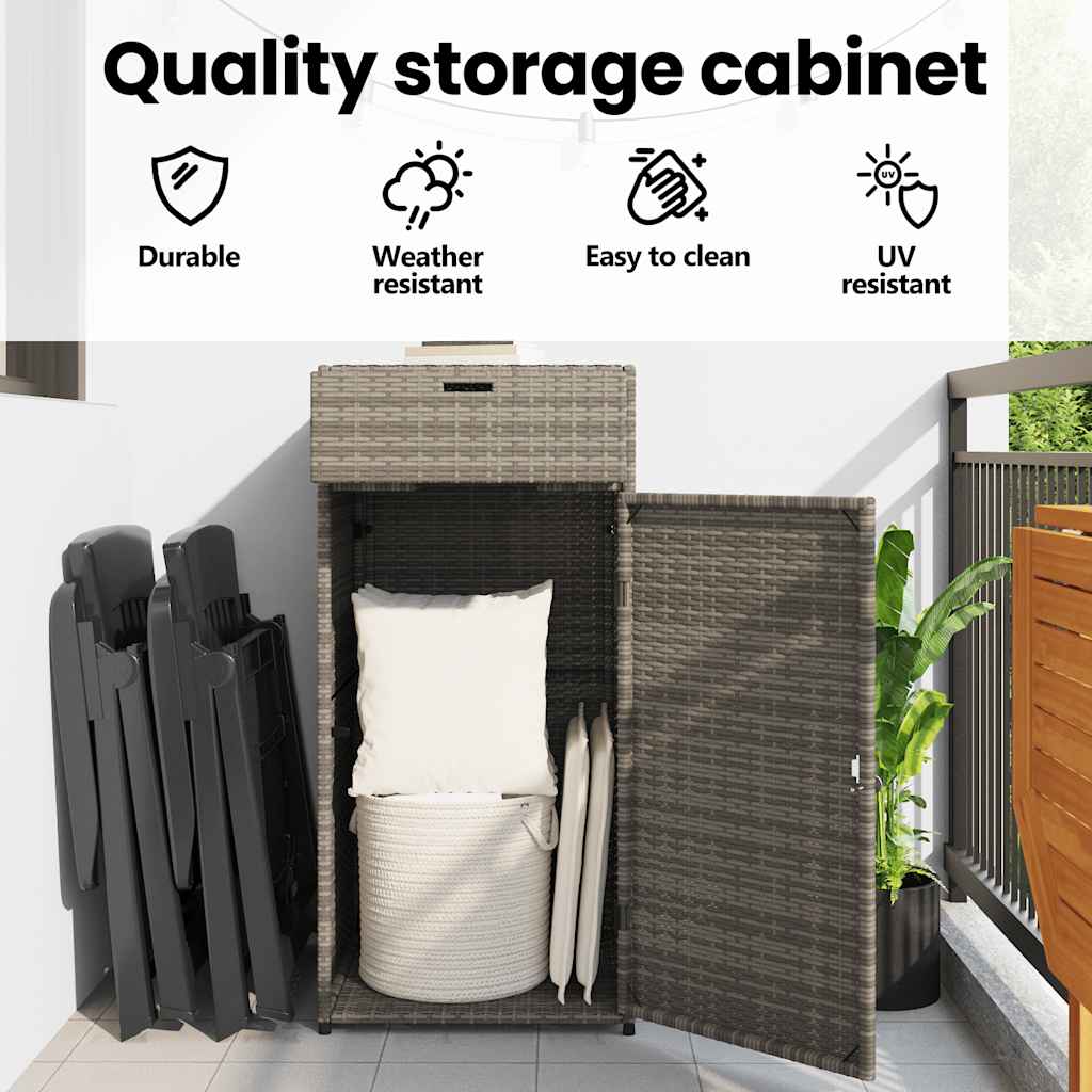 Garden Storage Cabinet Grey 55x55x111 cm Poly Rattan