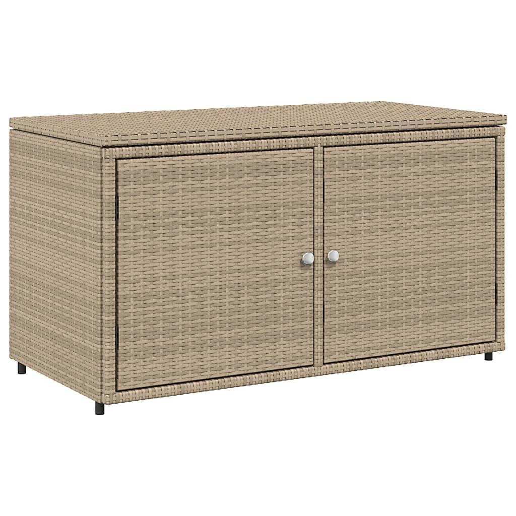 Garden Storage Cabinet Beige 110x55x60.5 cm Poly Rattan