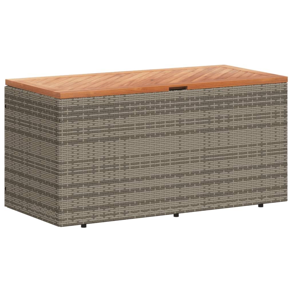 Garden Storage Box Grey 110x50x54 cm Poly Rattan Acacia Wood