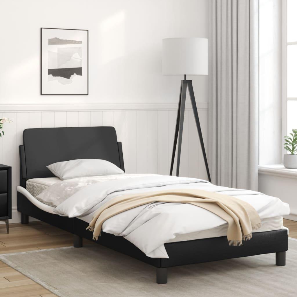 Bed Frame "Dover" Black&White 90x190 cm Faux Leather
