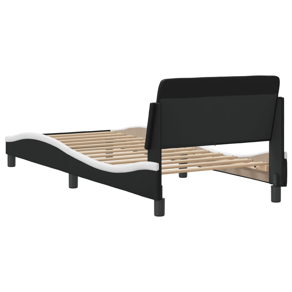 Bed Frame "Dover" Black&White 90x190 cm Faux Leather